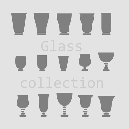 Glass collection - vector illustration silhouetteのイラスト素材