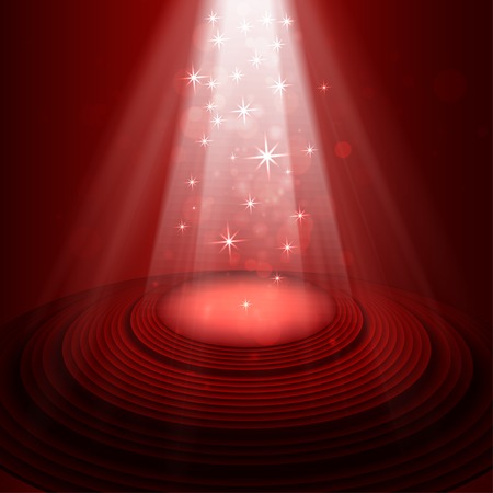 Spotlight on stage red. Vector backgroundのイラスト素材