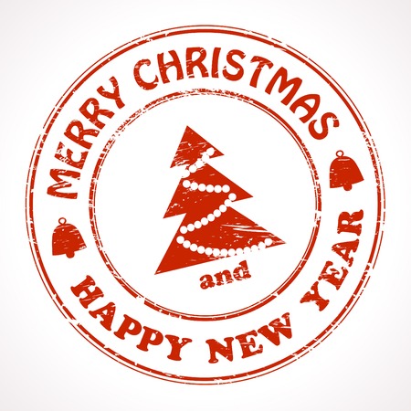 Isolated stamp Christmas and New Year greetingのイラスト素材