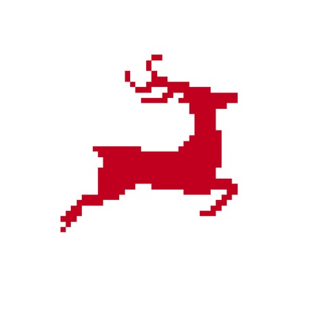 Isolated Merry Christmas pixel reindeer vectorのイラスト素材