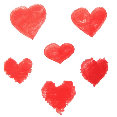 Set of grunge vector hearts. Design elements. Retro and Vintageのイラスト素材