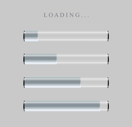 Gray Loading Bars set with shine, vector