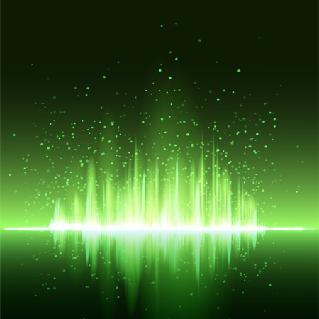 Digital green light Equalizer background. Vector illustrationのイラスト素材