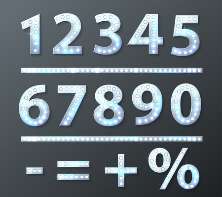 vector silver number with bulb lamps vectorのイラスト素材