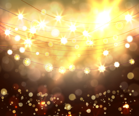 Festive light background with bokeh and stars, vectorのイラスト素材