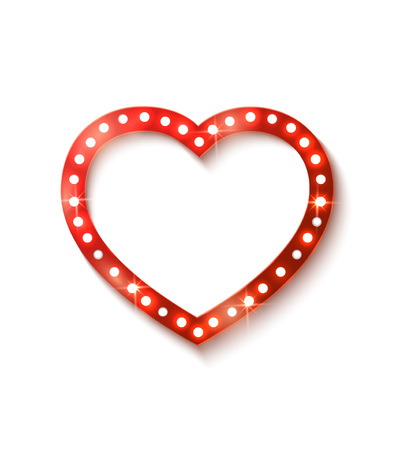 Shine heart with shadow, vintage card.のイラスト素材