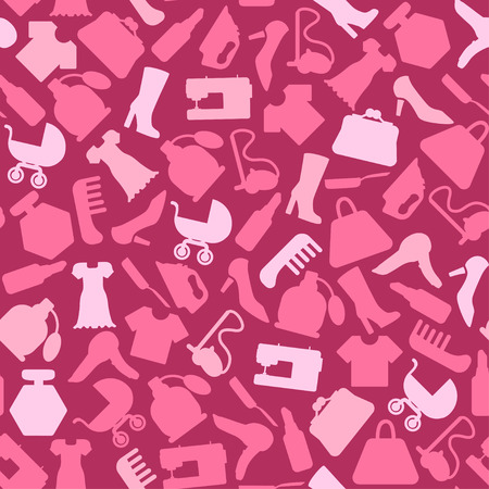 Background for woman, shopping items on seamless pattern, vectorのイラスト素材