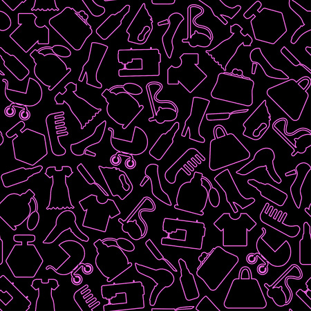 Background for woman, shopping items on seamless pattern, vectorのイラスト素材