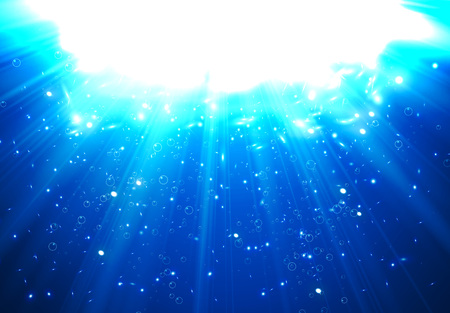 Deep Water Bubbles Dark Blue Color Illuminated By Rays Of Light Illustrationのイラスト素材