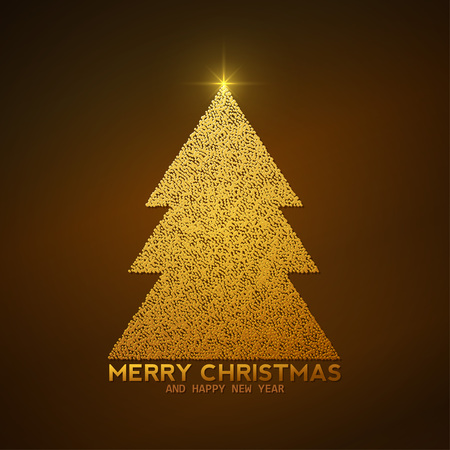 Glitter New Year Tree, template for New Year designのイラスト素材