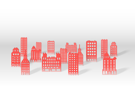 Illustration of a 3D paper city skylineのイラスト素材