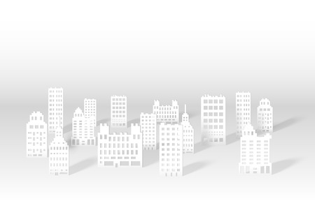 Illustration of a 3D paper city skylineのイラスト素材