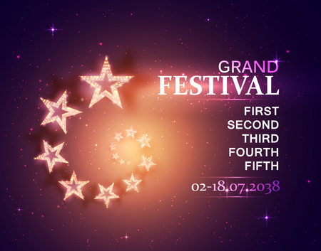 Poster Template with Stars. Concert, Party, Theater, Dance, Presentation & Show Design.のイラスト素材