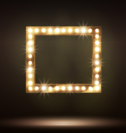 Gold Frame With Bulb Lamp For Your Designのイラスト素材