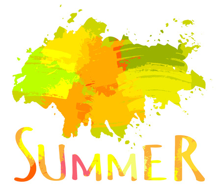 Hot Summer Background With Bright Color Brush Splashのイラスト素材