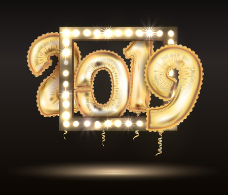 the 2018 New Year Count Symbol Balloon Greeting Cardのイラスト素材