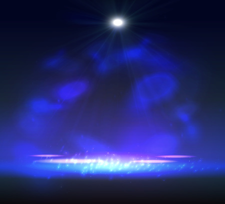 One Spotlight on stage with smoke and light. Vector illustration.のイラスト素材