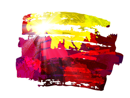 Hot Summer Background With Bright Color Brush Splash, vectorのイラスト素材