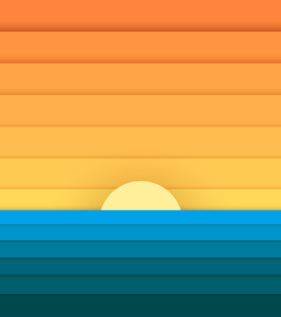 Sun and Sea from Paper, Modern Banner For Designのイラスト素材