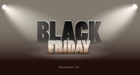 Black Friday Sale Banner With Spotlight, Discount Background. Vector illustration.のイラスト素材