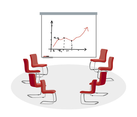 Meeting Room, empty Chairs with Magnetic Board. Vector Simple Style Illustrationのイラスト素材