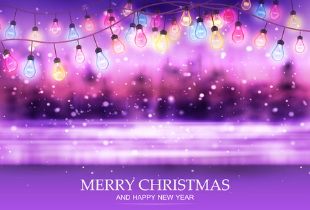 Christmas Garland With Light Lampのイラスト素材