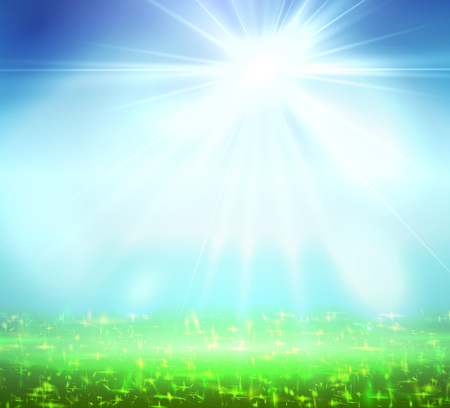 One Spotlight on stage with smoke and light. Vector illustration.のイラスト素材