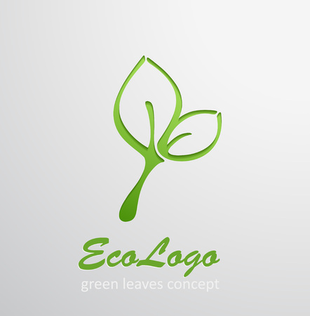 vector icon green ecology paper leaf, vector backgroundのイラスト素材