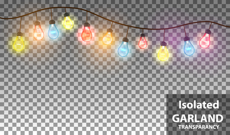 Christmas Garland With Light Lamp transparent for design. Vectorのイラスト素材