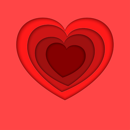 Valentines day concept. Paper art with red heart. Vectorのイラスト素材