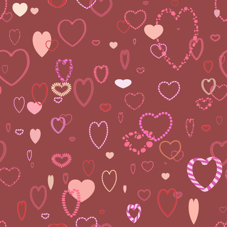 Romance pattern with different hearts, repeating tile