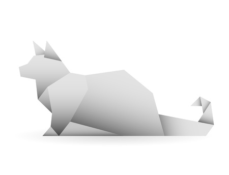 Polygonal cat from vector paper. Low poly silhouette for simple illustration.のイラスト素材