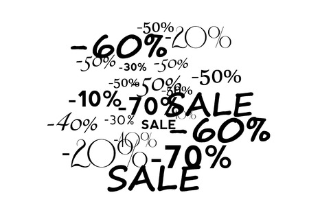 Seamless pattern with offers, discount and sale for advertising bags, flyers, package. Vector