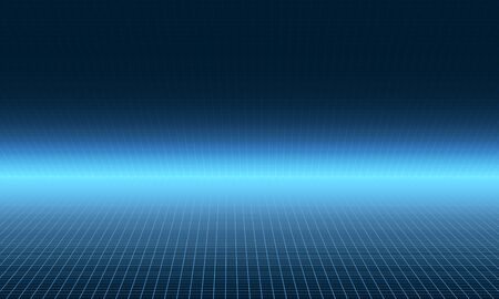 Digital technology abstract background. Futuristic web lines backdrop with shiny horizon. Vectorのイラスト素材