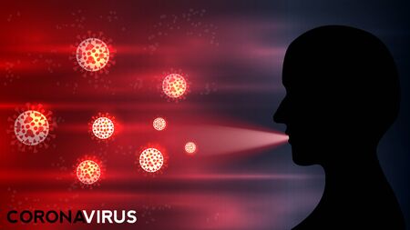 Color illustration of covid-19 with text of corona virus. Vector.のイラスト素材