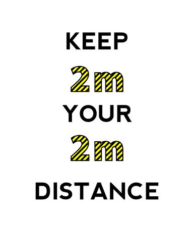 Keep your distance when you meet. Safety when communicating with other people. Warning poster....