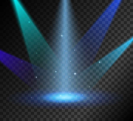 Blue Spotlight. Transparent effect for your design. Light and smoke with stage. Vector illustrationのイラスト素材