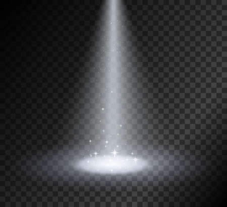Spotlight. Transparent effect for your design. Light and smoke with stage. Vector illustrationのイラスト素材
