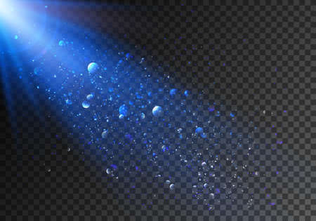 Blue beam spotlight transparent for your design. Sparkle and rays. Vector.のイラスト素材