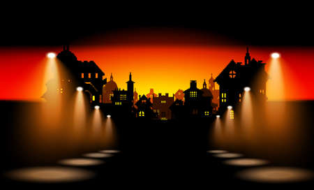 Night City Background With Spotlight, vectorのイラスト素材
