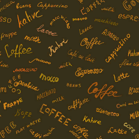 Names of coffee from different countries. Soft pattern for fabric or background sites. vector eps 10のイラスト素材