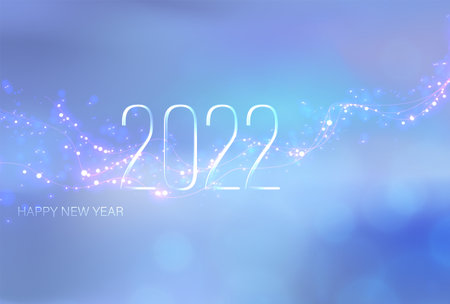 2022 metallic numberswith christmas tree and text Happy New Year.のイラスト素材