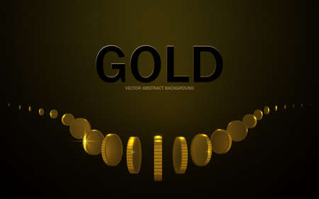 Gold coins on the dark background with text. Vector.のイラスト素材