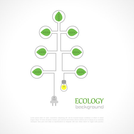 The concept of energy conservation, sustainable use of tree resources. vectorのイラスト素材
