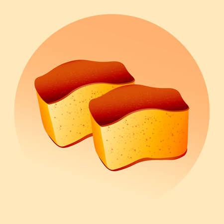 Fresh sweet biscuit Castella. Japanese sponge cake with honey.のイラスト素材