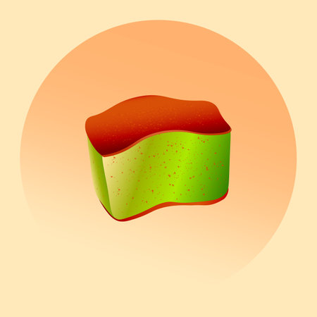 Castella asian sponge cake with matcha and honey. Japanese biscuit with green tea.のイラスト素材