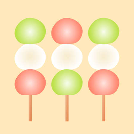 Dango. Traditional japanese dessert on a stick.のイラスト素材
