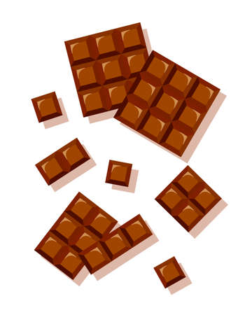 Milk chocolate bars with cocoa in simple flat style isolated.のイラスト素材