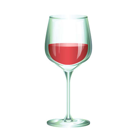 Elegant wineglass with tasty scarlet red wine vector illustration isolated on white background.のイラスト素材
