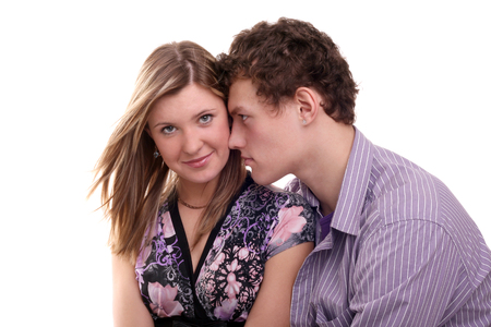 young happy couple in studioの写真素材